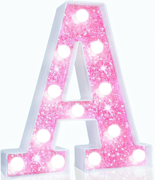 Pooqla LED Marquee Letter Lights, Light Up Letters Glitter Letter Sign Girls