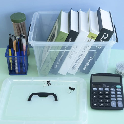 1-Pack Clear Plastic Storage Box with Handle and Lid - 10 L Latch Box