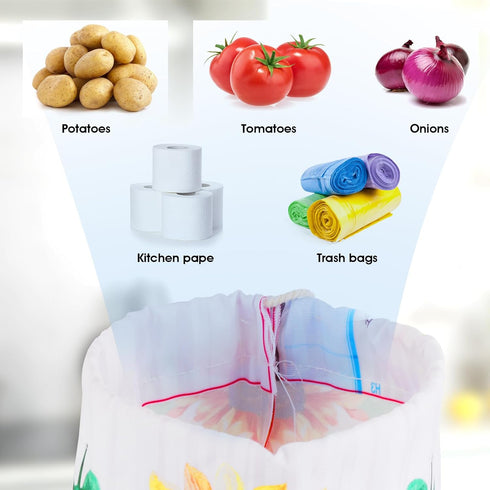 Aysatogc Plastic Bag Holder, Sunflower Kitchen Dispenser Holders Reusable Washable Trash Garbage Bag Holder