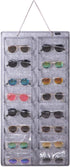 Sunglasses Organizer Storage, 16 Slots Wall Pocket Display, Dust-Proof Eyewear Hanging on Door