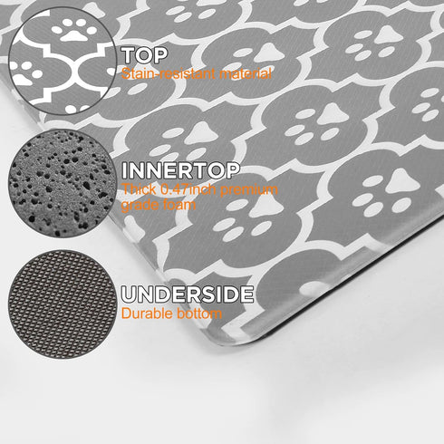 Grey Kitchen Mat Cushioned Anti-Fatigue: Waterproof Non-Skid Heavy Duty Comfort Standing Mat for Kitchen Home Office