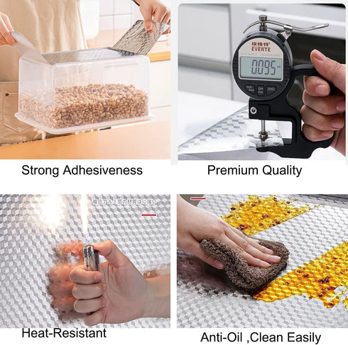 Kitchen Wallpaper Oil Proof Sticker, Self-Adhesive Contact Paper, Waterproof and Heat Resistant, 15.7X118 Inches