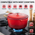 5QT Onader Enameled Cast Iron Dutch Oven, Round Dutch Oven Pot with Lid for Sourdough Bread Baking - Red