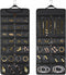 SMRITI Hanging Jewelry Organizer with Dual Zippered Pockets, Canvas Double Sided Rotating Hanger for Necklaces and