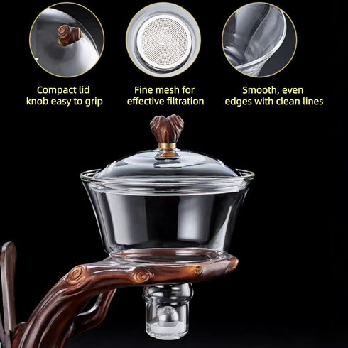 GPSRSAI Set 6 6 Set) Magnetic TeaPot Semi-Automatic Drip Glass Teapots Lazy Kungfu Tea Infuser Heat-Resistant Tea Maker