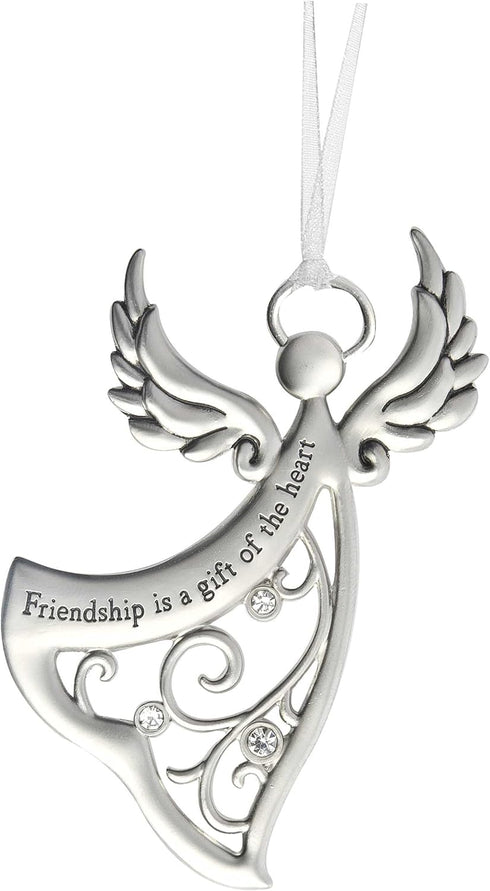 Ganz Angels By Your Side Ornament - Friendship is a Gift of the Heart, Silver / Black