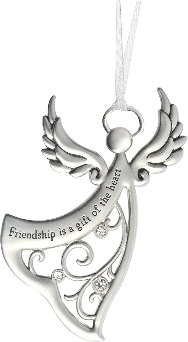 Ganz Angels By Your Side Ornament - Friendship is a Gift of the Heart, Silver / Black