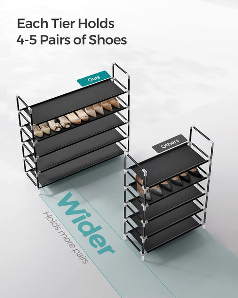 5-Tier Closet, ULSH55H SONGMICS Shoe Rack, Shoe Storage for Hallway Slim and Space-Saving, Metal Frame, Non-Woven
