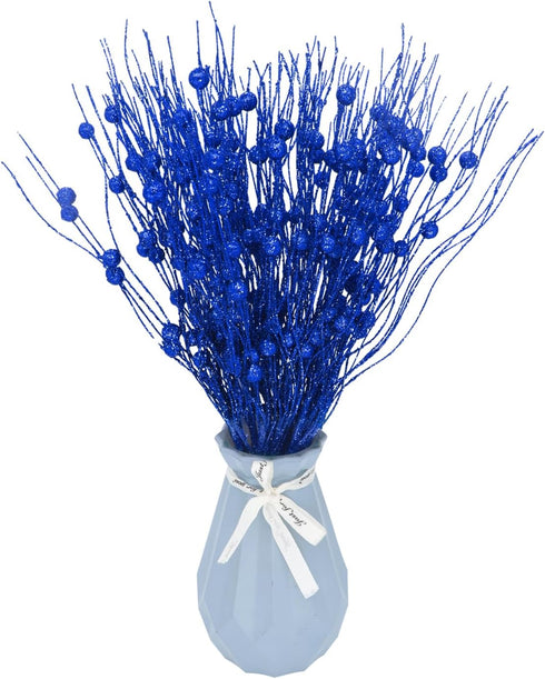 Kunjocy 20Pcs 15.7" Christmas Glitter Berries Stems Artificial Berry Stems Branches for Christmas Tree Winter Picks
