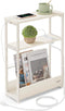 VASAGLE Side Table with Charging Station, Narrow End Table, 3-Tier Nightstand, Sofa