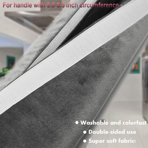 Set of 6 Washable Velvet Fabric Refrigerator Door Handle Covers, Silver Grey for Fridge Microwave Stove Dishwasher