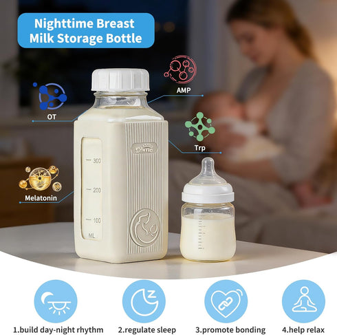 1 Pack 16 Oz Syntic Glass Milk Storage Bottle with Airtight Lid & Pour Spouts, Milk Storage Containers for Fridge