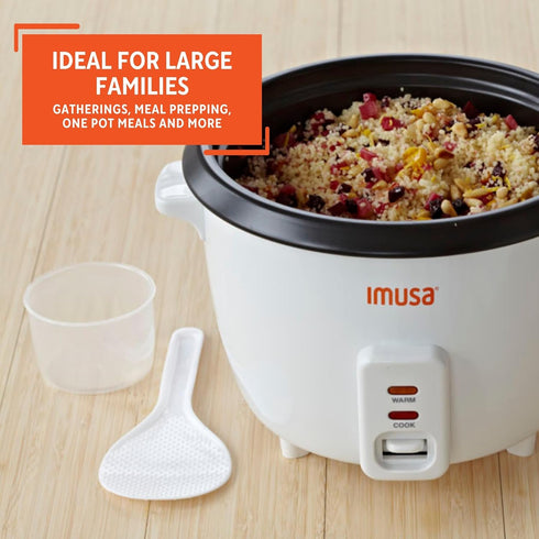 GAU-00013 8-Cup 16-Cup IMUSA USA Electric Nonstick Rice Cooker (Uncooked) (Cooked), White