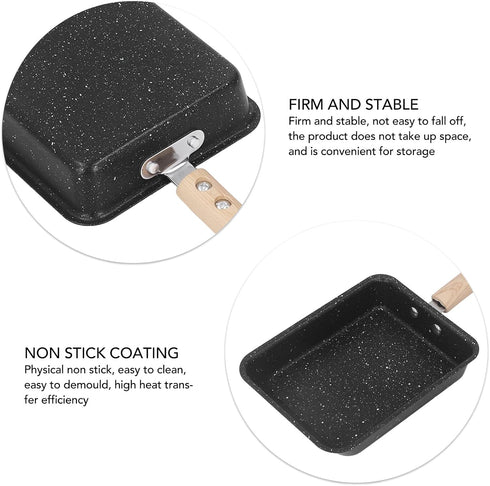 Breakfast Flat Pan, Tamagoyaki Omelette Pan, Non Stick Iron Square Frying Pan for Home Kitchen