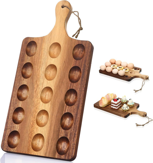 Gerrii Reversible Wooden Deviled Egg Platter Deviled Egg Tray Charcuterie Board Cutting