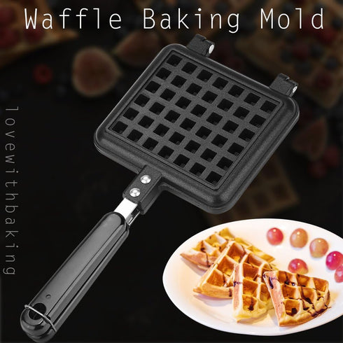 Non Stick Double Side Waffle Baking Pan, Household Gas Aluminum Alloy Waffle Cone Maker Cooking Tool