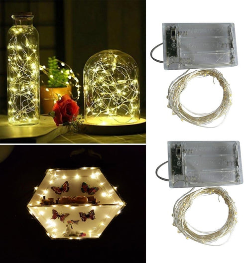 2 50LEDs 2 16.4) BXROIU x Fairy Lights Battery Operated, Silver Wire Mode Chains String Lights for Bedroom Christmas