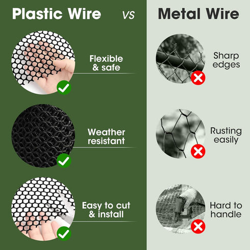 15.7IN 16.4FT 0.35" Unves Chicken Wire Plastic Mesh, x Fencing for Poultry Floral Dogs Rabbit Pets Barrier Netting