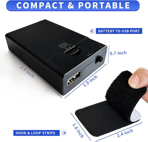 3 4.5-5V (Pack 1) AA Battery Box with USB Output Port for LED Lights, Battery to USB Port Compact Batteries Holder