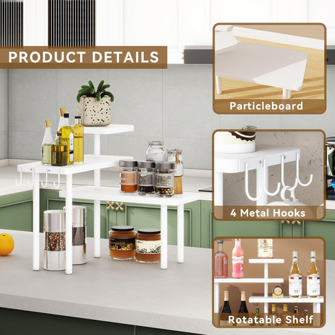 Countertop Organizer,3-Tier Counter Shelf,4 Countertop Desk,White,TLJ023W IBUYKE Spice Racks,Kitchen Corner Side