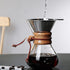 TOPINCN Double Layer Filter V Spout Wooden Sleeve Pour Over Coffee Maker 400ml Capacity, Clear Scale Glass Material