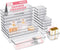 HOUSE DAY Makeup Drawer Organizer Trays, 17 PCS Clear Drawer Organizers with Silicone Pads for Vanity & Storage