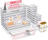 HOUSE DAY Makeup Drawer Organizer Trays, 17 PCS Clear Drawer Organizers with Silicone Pads for Vanity & Storage