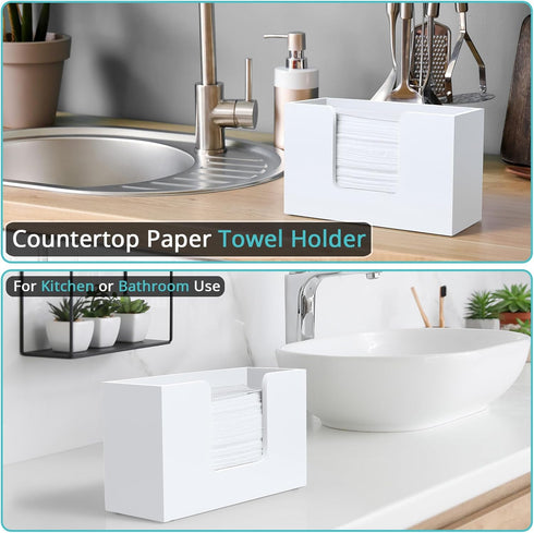 Countertop, Countertop Paper Towel Dispenser Wooden Bathroom Paper Towel Holder, White Napkin Holder for Kitchen