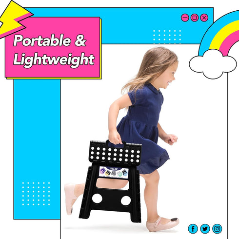 13 inch 2 Pack 300 LBS, Delxo Folding Step Stool, Non-Slip Foldable Stools Up to Step Stool with Handle, Lightweight