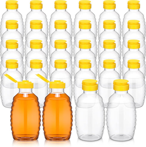 24 Pcs Clear Plastic Honey Bottles Plastic Skep Style Jar Honey Squeeze