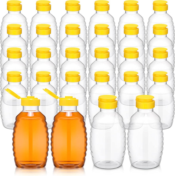 24 Pcs Clear Plastic Honey Bottles Plastic Skep Style Jar Honey Squeeze
