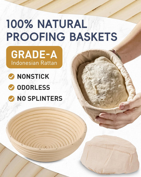 30-Pcs 9 inch 10 inch Sourdough Bread Baking Supplies - Sourdough Starter Kit | Including Round and Oval Banneton