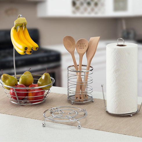 Home Basics Chrome Plated Steel Cutlery Holder