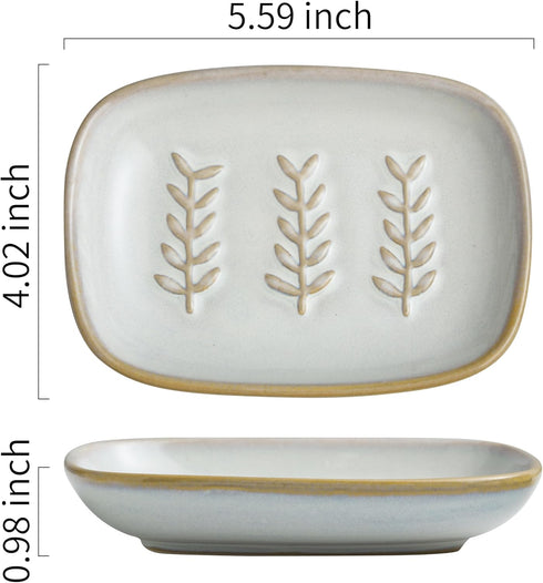 Miamolo Soap Dish Bar Cleaner Dish for Shower, Ceramic Soap Dishes for Large Soap Bar Shampoo or Sponge, Shower Soap