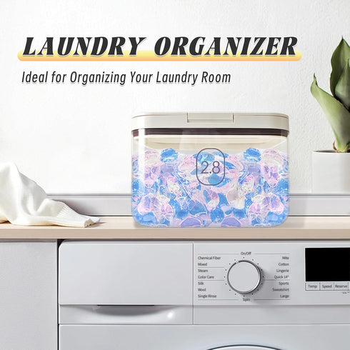Laundry Pod Holder with Lid - Sealed Automatic Pop-Up Container Holds 115 Laundry Pods for Organization