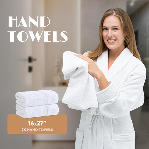 Set 6 100% 2 650GSM, 2 2 White Bath Towel of - Cotton Highly Absorbent Towels for Bathroom, Luxury Bath Towels Hand