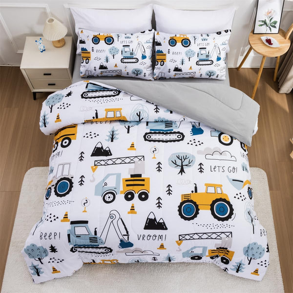 NTBED Construction Truck Full Comforter Set for Boys Kids Forest Vehicles Excavator
