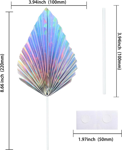 Gyufise 6Pcs Paper Palm Fan Cake Toppers Palm Spear Leaves Fan Cupcake Toppers Cake Insert Decorations Craft DIY Cake Bakeware Decoration for Birthday Party Wedding Party Decor Supplies Laser