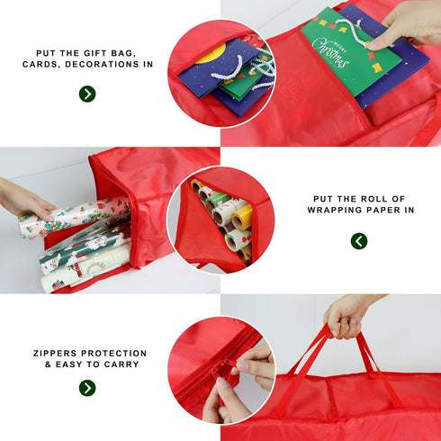 Christmas Wrapping Paper Storage Bag, 41 Inch Organizer for Up to 21 Standard Rolls, Resistant Container