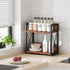Giikin Counter Shelf Organizer, 2 Tier Kitchen Spice Rack for Countertop, Rustic Brown Wood Coffee Counter Organizer
