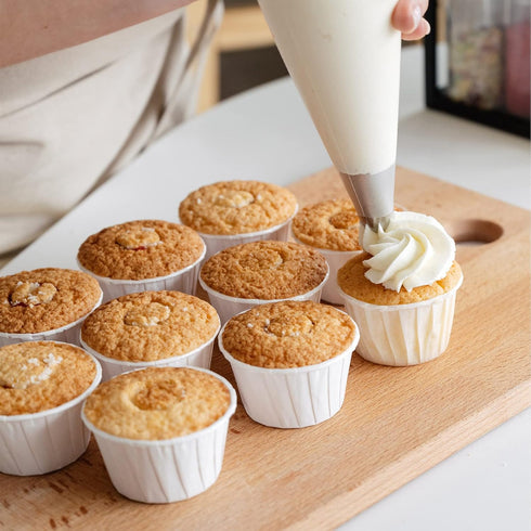 200pcs White Cupcake Liners, Heavy Duty Muffin Baking Cups, Ramekin Holders for Wedding, Birthday, Baby Showers