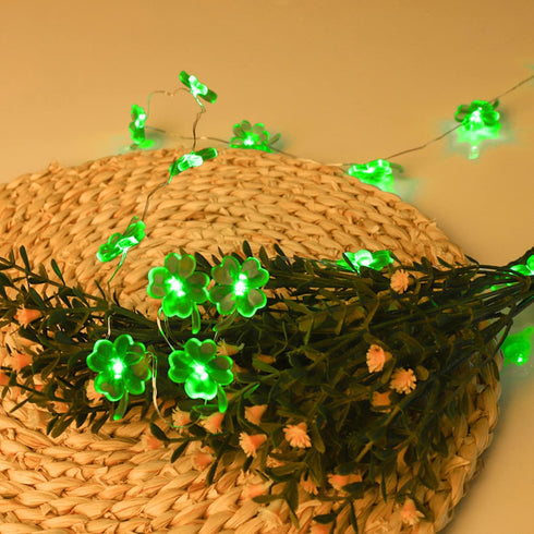 13 40 8 Yiaht St. Patrick's Day Lights Shamrock String Lights Battery Operated Feet LEDs Mode with Remote Lucky Clover