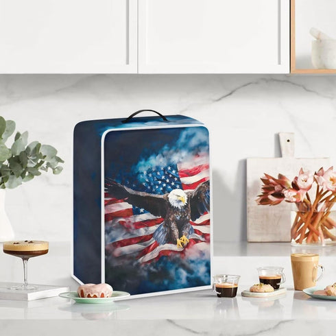 Eagle USA Flag Coffee Maker Cover, Coffee Machine Dust Cover, Waterproof Coffee Pot Cover with Top Handle, Lightweight