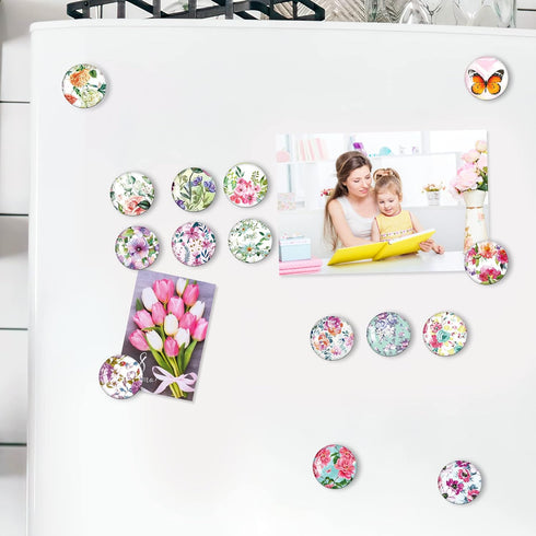 MORCART 30Pcs Flower Refrigerator Magnets, Fridge Decoration Stickers for Kitchen, Locker, Office, Dishwasher