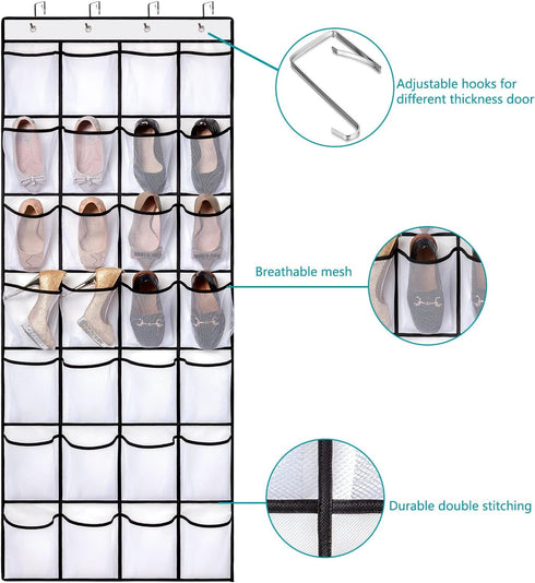 28 4 REGELETO Large Pocket Over the Door Shoe Organzier, Hanging Shoe Rack for Door Large Capacity Shoe Organizer