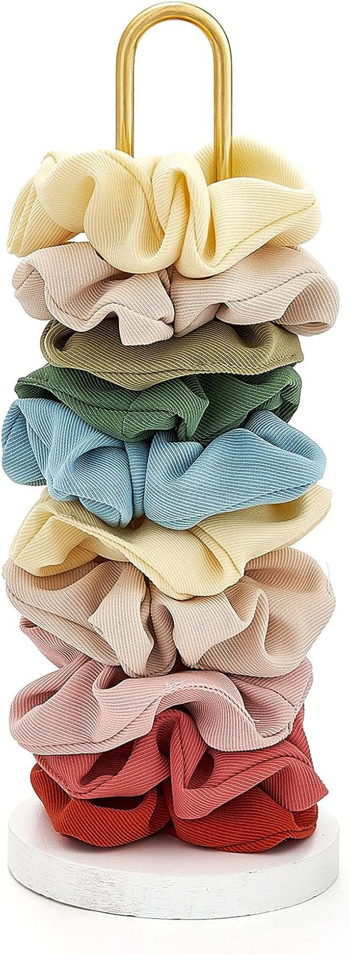 Mkono Scrunchies Holder Stand, Gold White Metal Organizer for Hair Accessories, Holds 25 - 35 Scrunchies, Modern