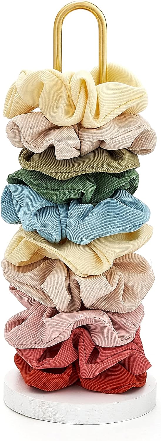 Mkono Scrunchies Holder Stand, Gold White Metal Organizer for Hair Accessories, Holds 25 - 35 Scrunchies, Modern