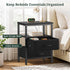 2 Nightstand with Charging Station, Bedside Table with USB Ports & Outlets, Small Dresser End Table with Fabric Drawer