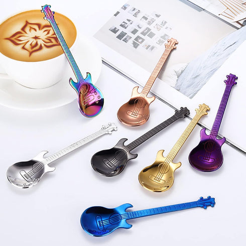 DEAYOU 14 Pieces Guitar Coffee Spoons, 18/10 Stainless Steel Small Spoon, 4.7 Inch Creative Spoons