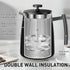 50oz 304 Secura French Press Coffee Maker Stainless Steel, Insulated Coffee Press with Extra Filter, Black